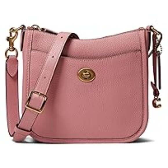 #125  NWT - Coach Polished Pebble Leather Chaise Crossbody 19 Bubblegum - Picture 1 of 4